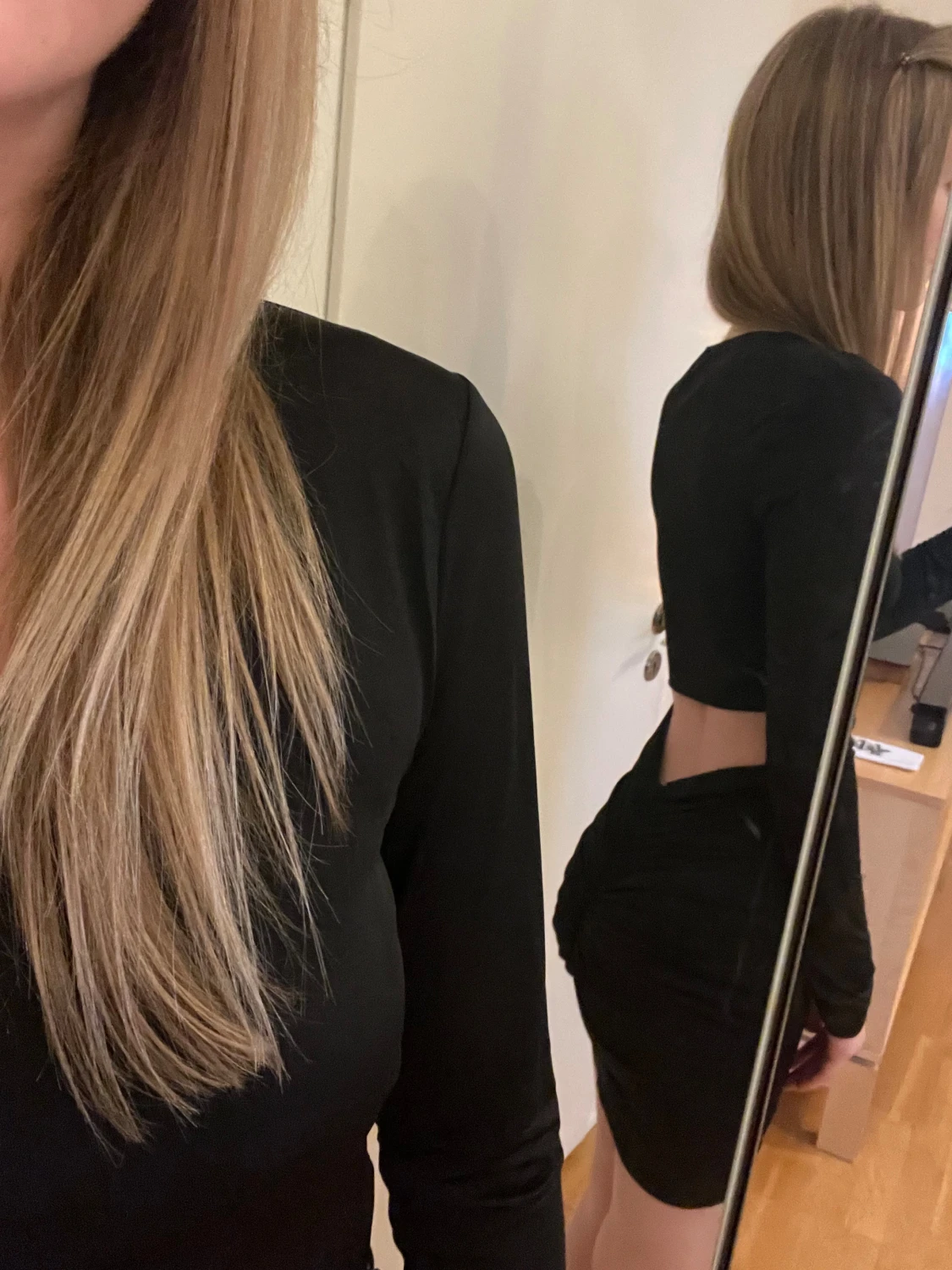 Svart tight cut out klänning NLY One XS - 1