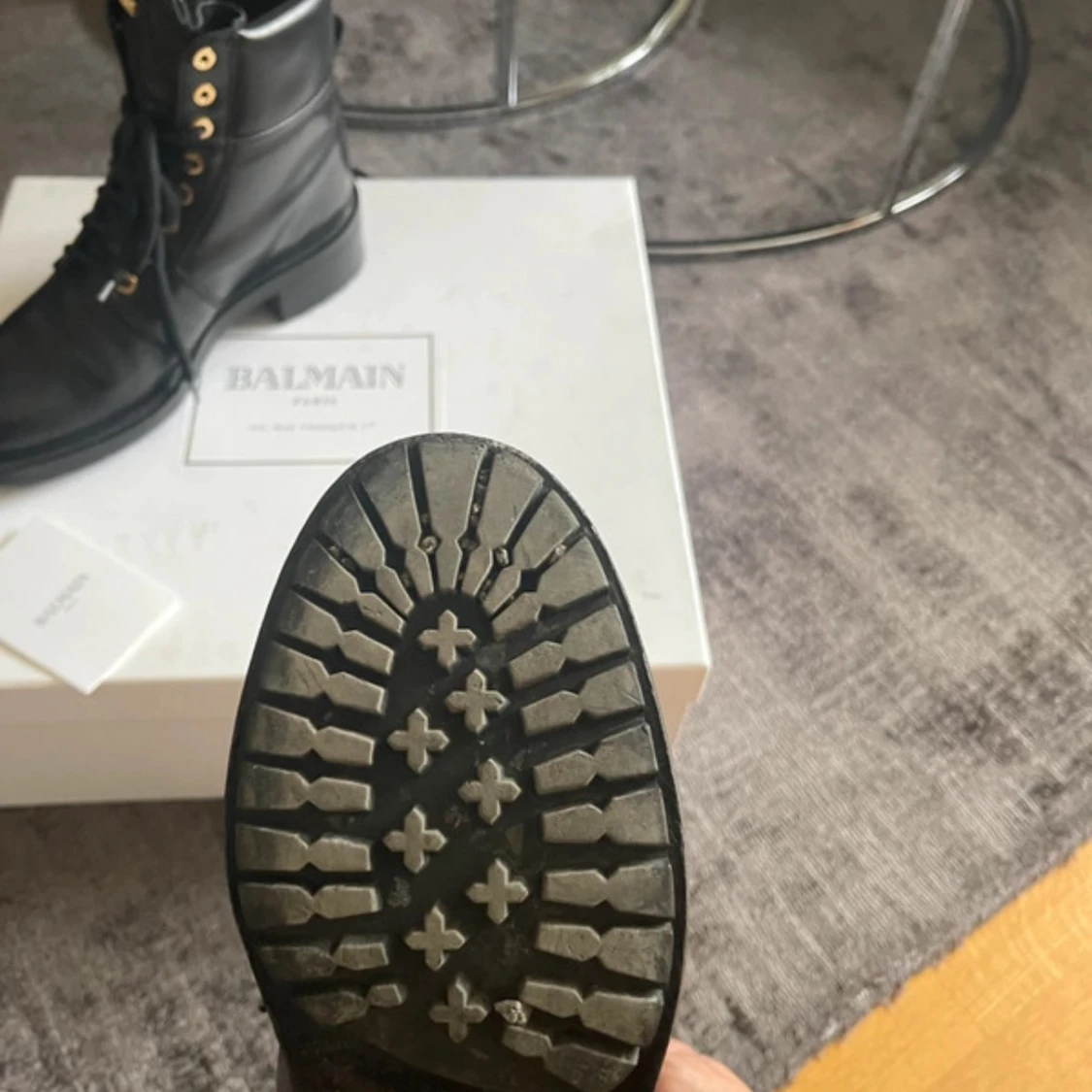 Svarta Balmain boots med gulddetaljer - 3