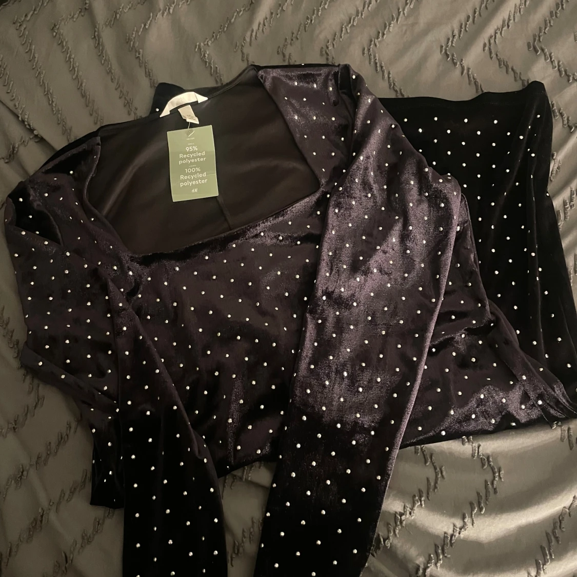 Svart glittrig prickig klänning H&M - 2