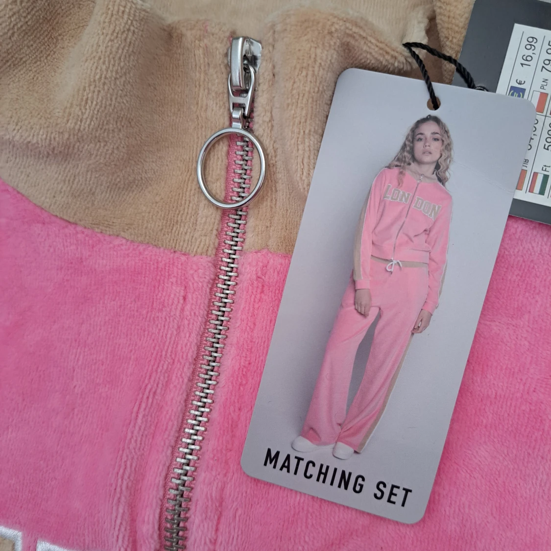 Mysig Rosa teddyjacka med LONDON-tryck - 1