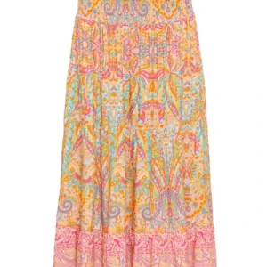 Färgglad långklänning i bomull - Superfin långkjol kan användas både som högmidja och lågmidjad