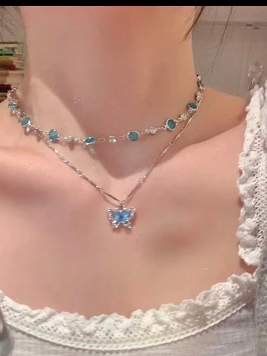 Set 2st Halsband Necklace fjäril 