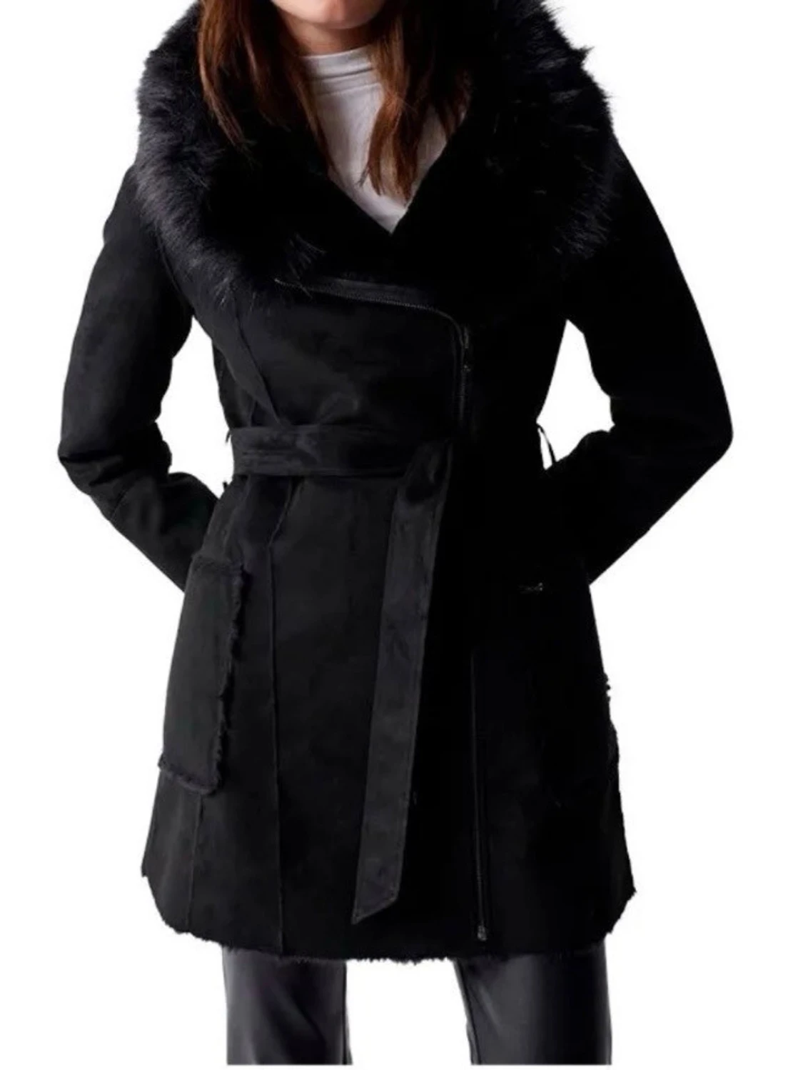 Svart salsa jeans pälskappa  - 1