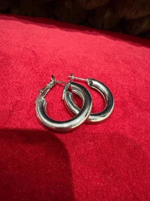 Jättefin örhängen 🩶 - ett par tjocka, runda örhängen i silverfärgad metall, rostfritt 🩶