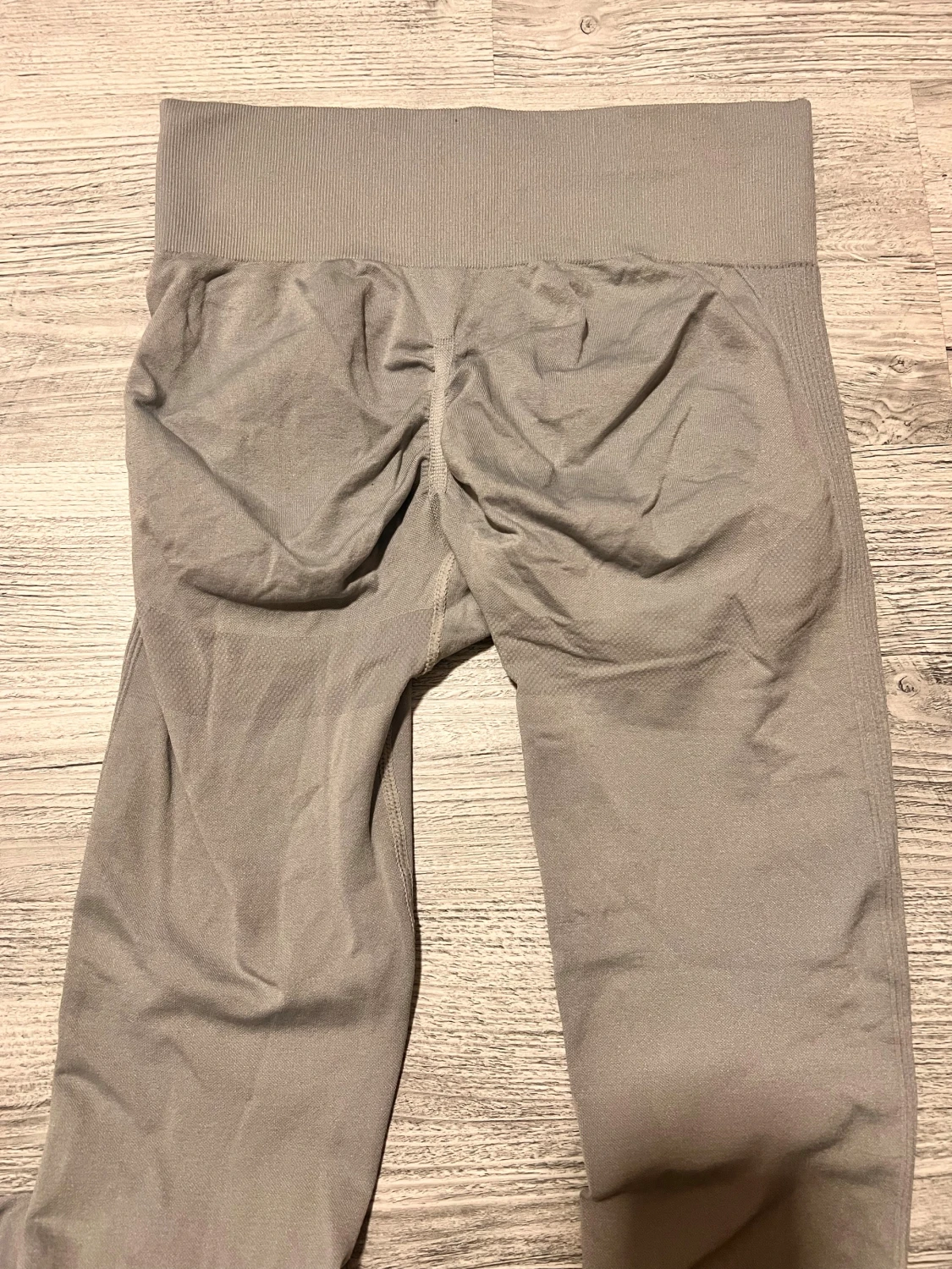 Grå höga leggings med ribbad midja - 1