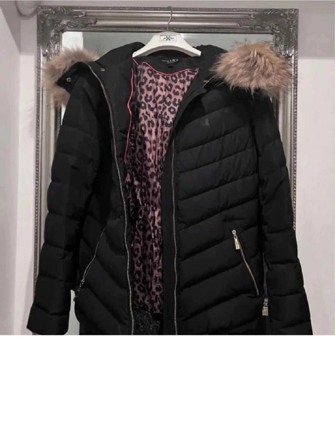 Svart pufferjacka Hollies med fuskpäls - 3
