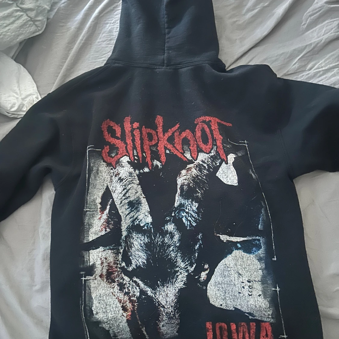 Svart Slipknot hoodie med tryck