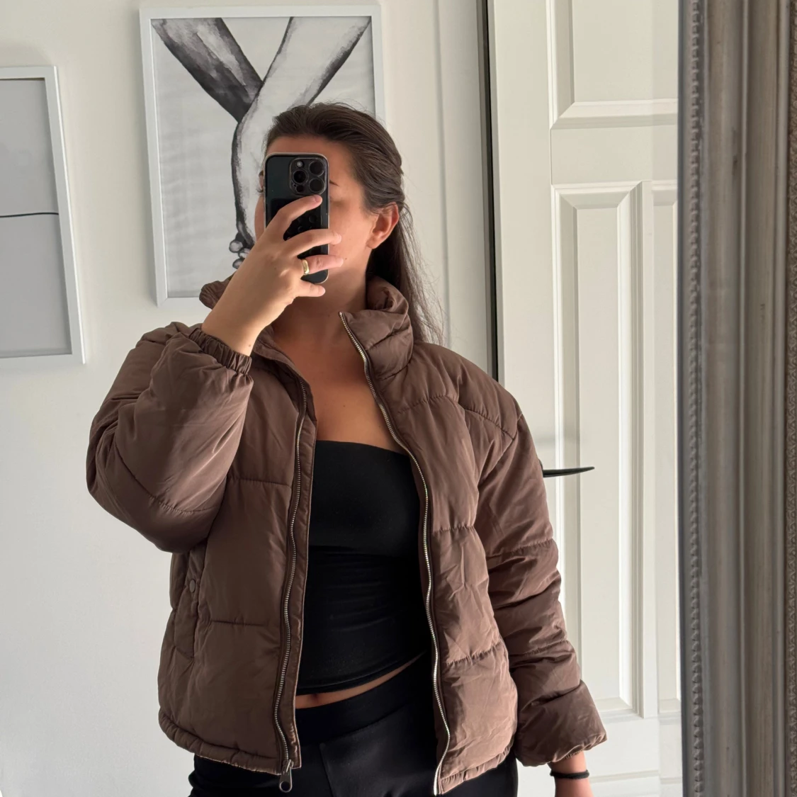 Brun pufferjacka från Pull&Bear