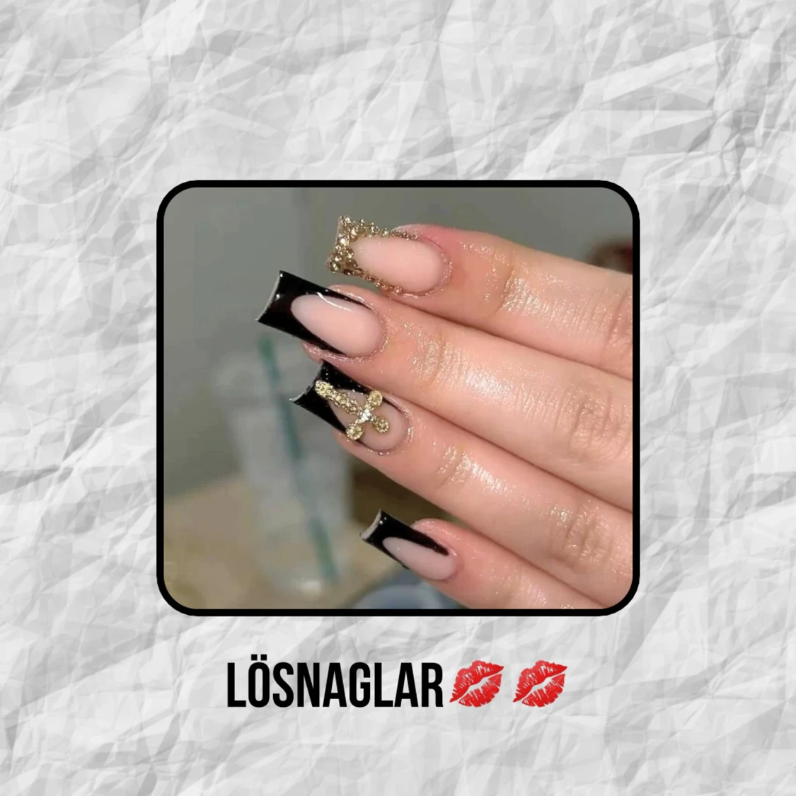 Svarta och guldiga lösnaglar❤️💋 (ALL SIZE)