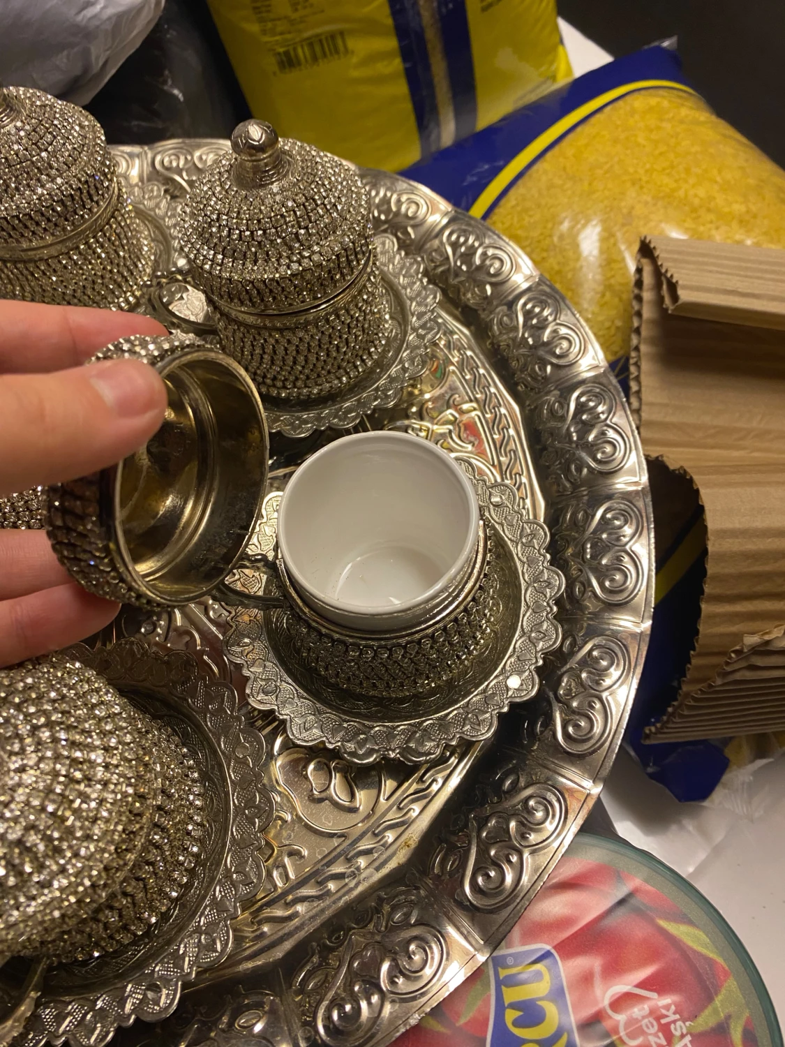 Lyxigt turkiskt kaffekoppsset med bricka - 2