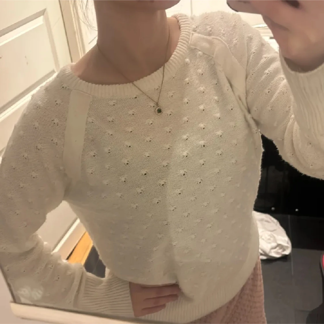 Vit prickig stickad tröja Isolde