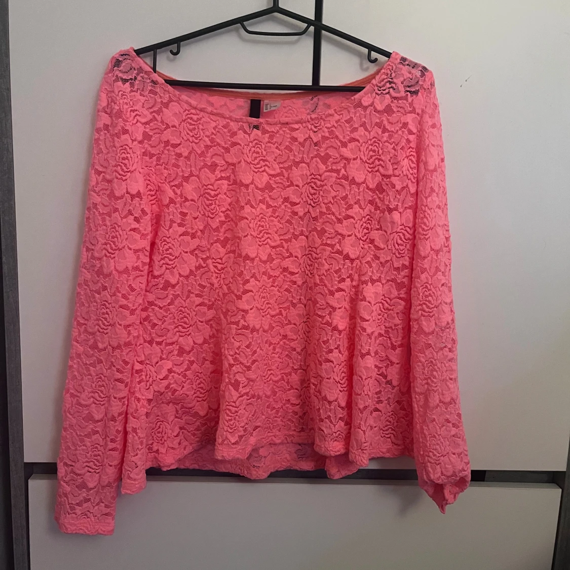 Rosa långärmad spetsblus - 2