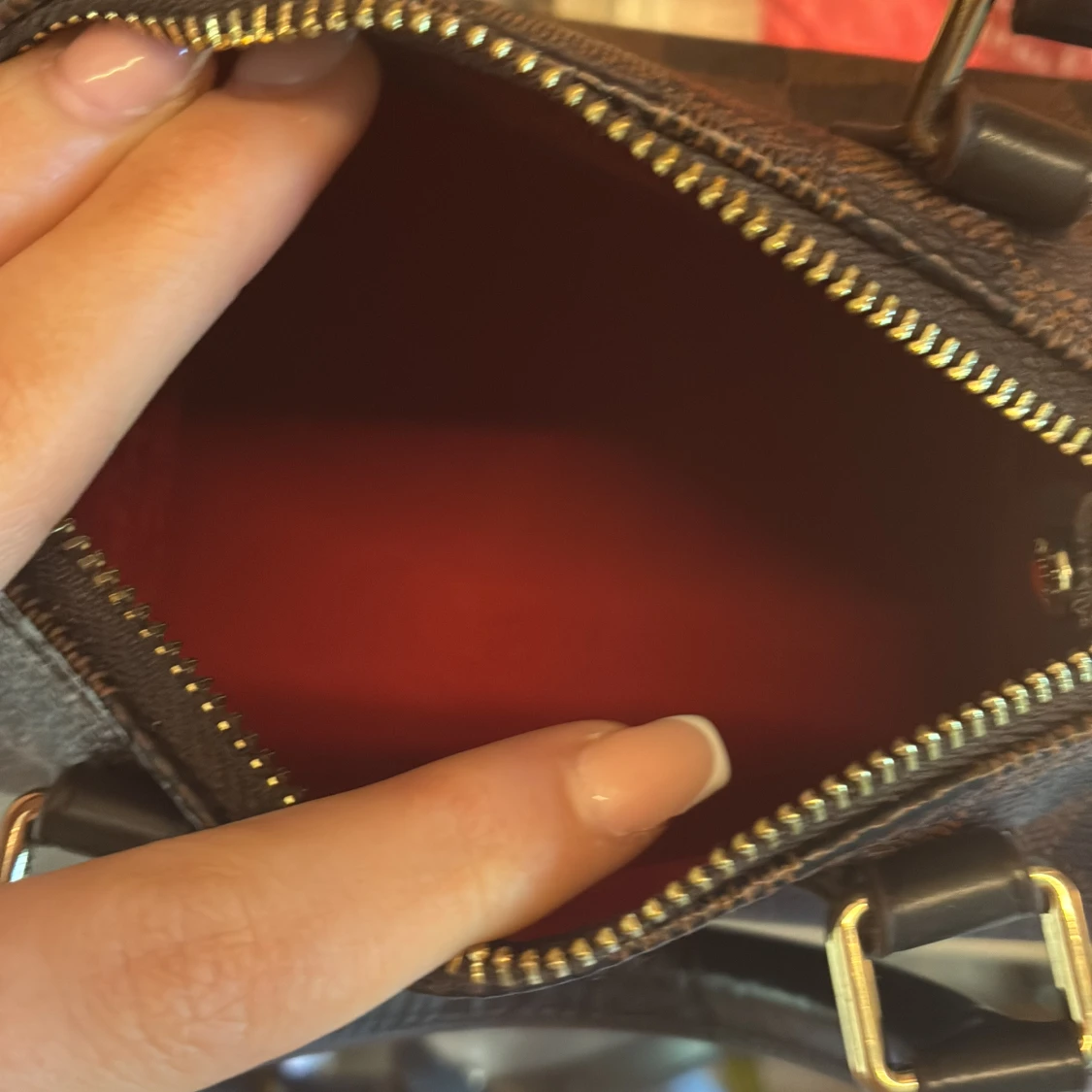  rutig handväska brun💘 - 2