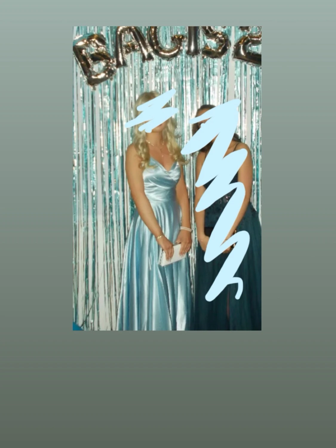 Ljusblå balklänning med snörning - 4