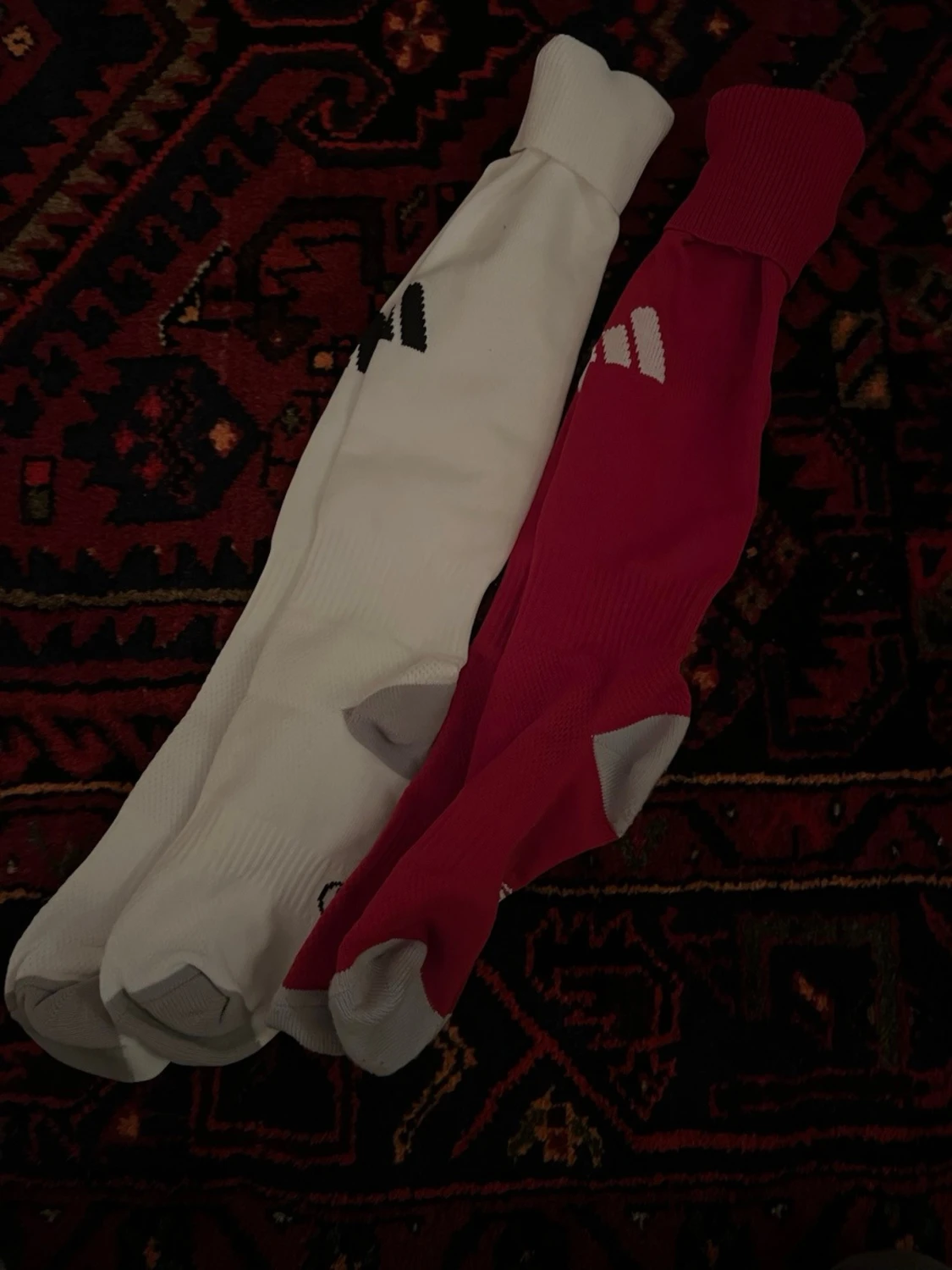 Adidas fotbollsstrumpor vit & röd - 1