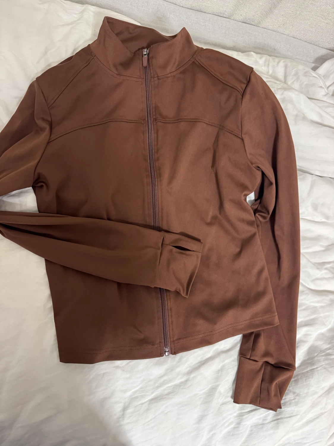Brun zipjacka med lång ärm - 2