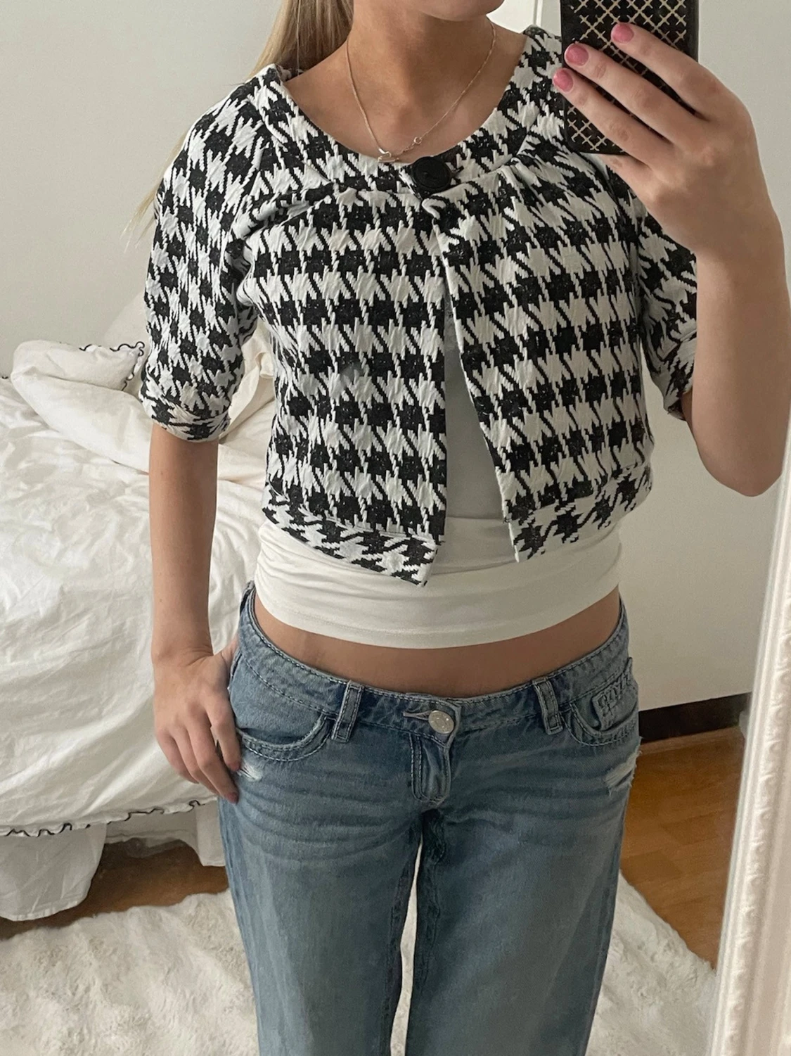 Svartvit rutig kofta/bolero från Jsfn - 2