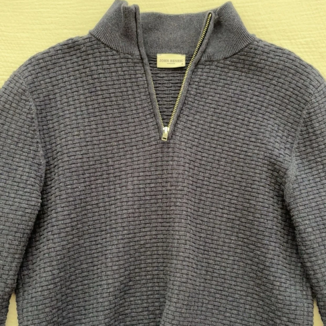 Mörk blå stickad half zip-tröja John Henric - 2