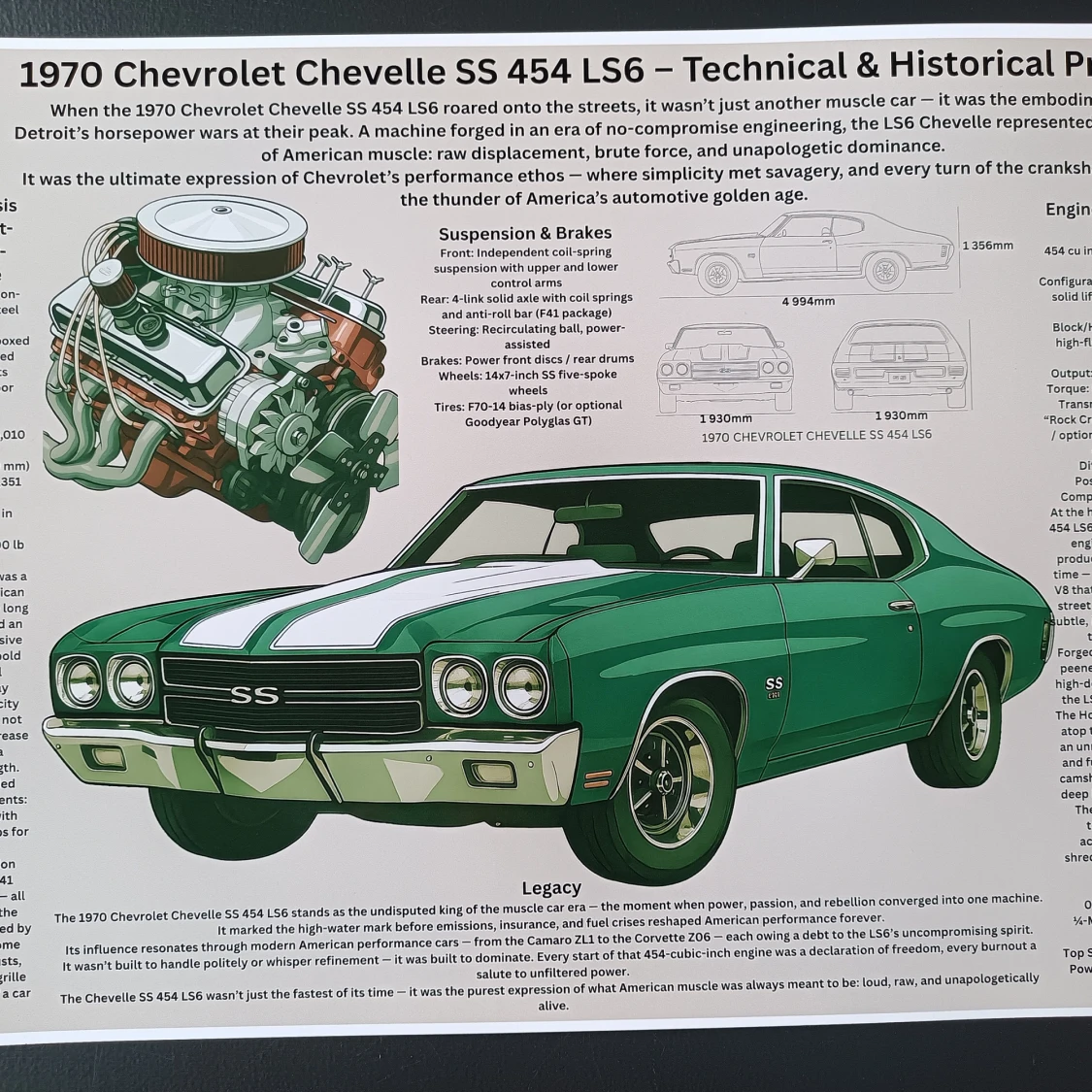 A3 poster av Chevrolet Chevelle SS 454 LS6 – Technical & Historical Profile