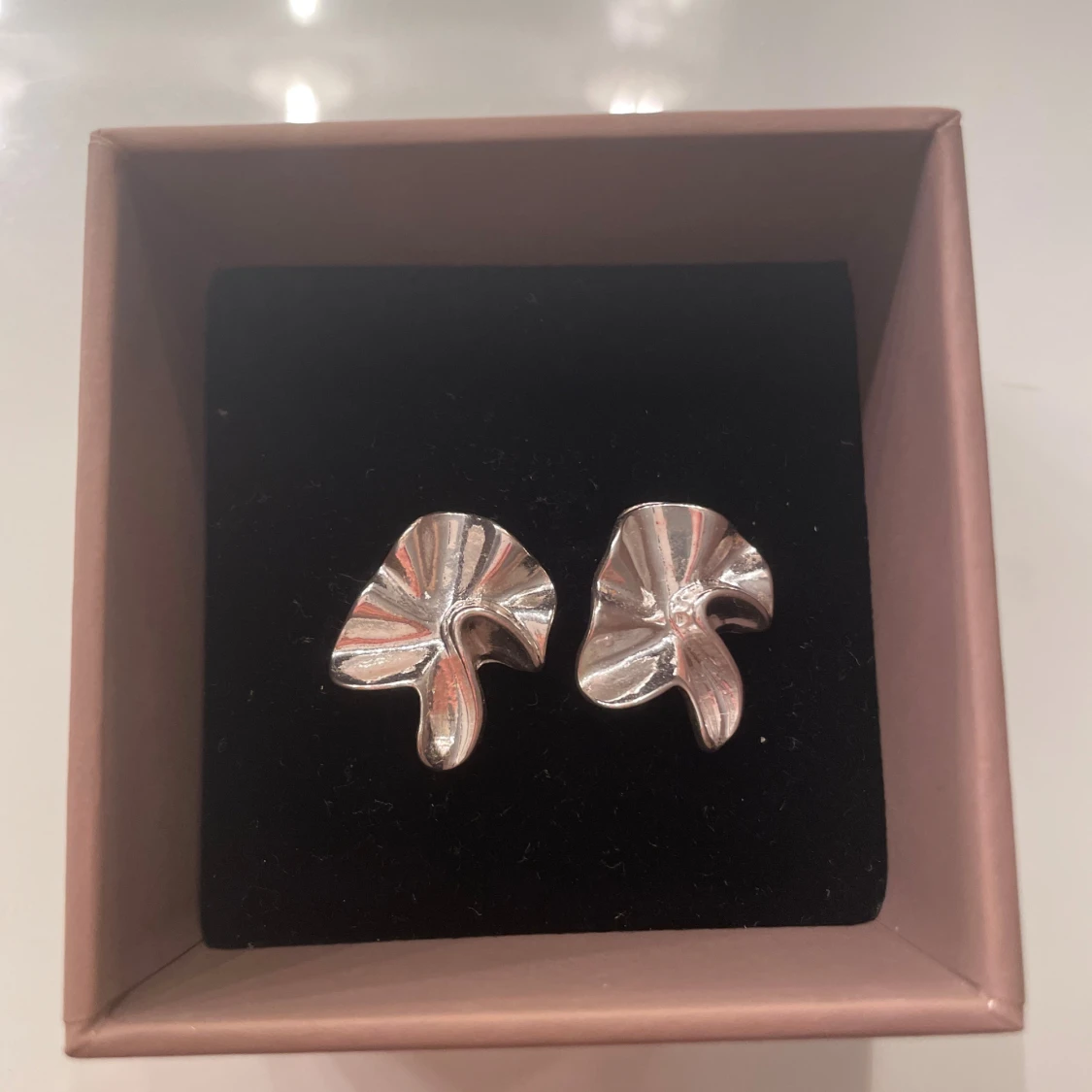 Silvriga örhängen med organisk form