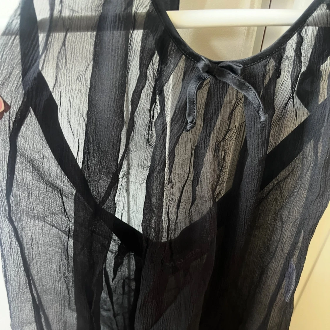 Svart transparent klänning linne topp/ nattlinne med spets - 3