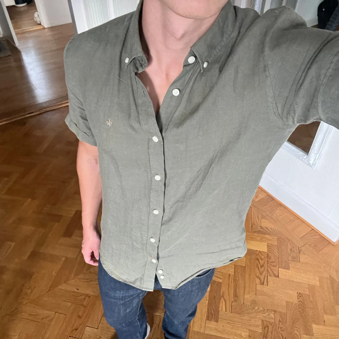  Grön linne skjorta från Morris - 3