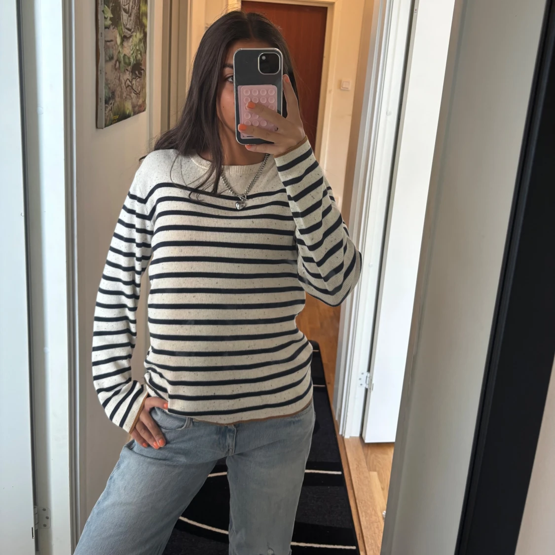 Randig stickad tröja  - 1