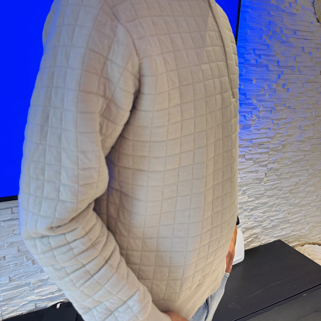 Beige quiltad half zip tröja - 2