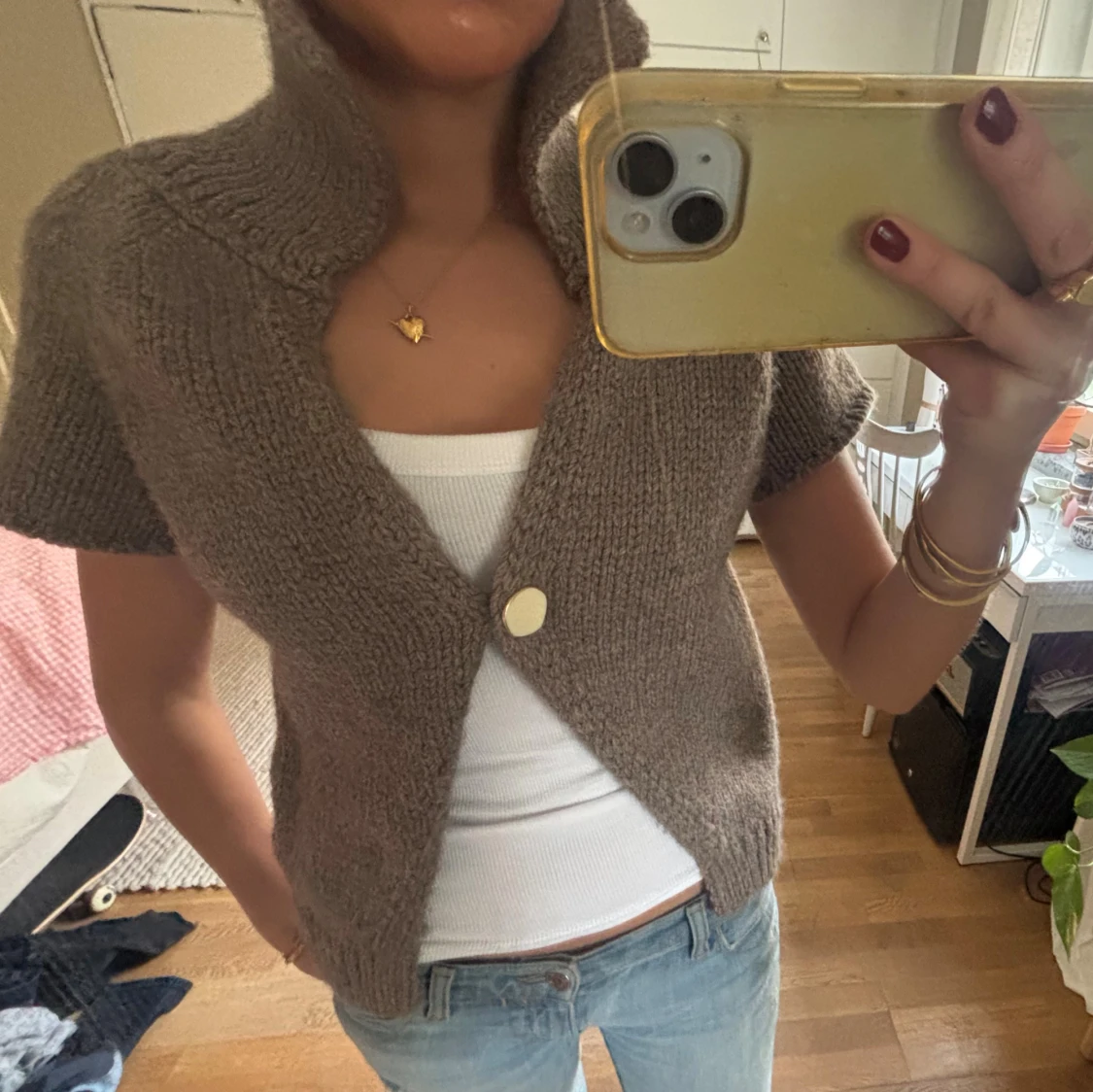 Beige stickad kofta från Zara - 1