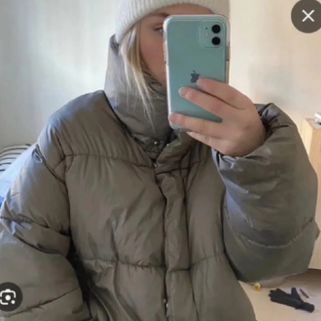 Beige/grön dunjacka H&M - 1