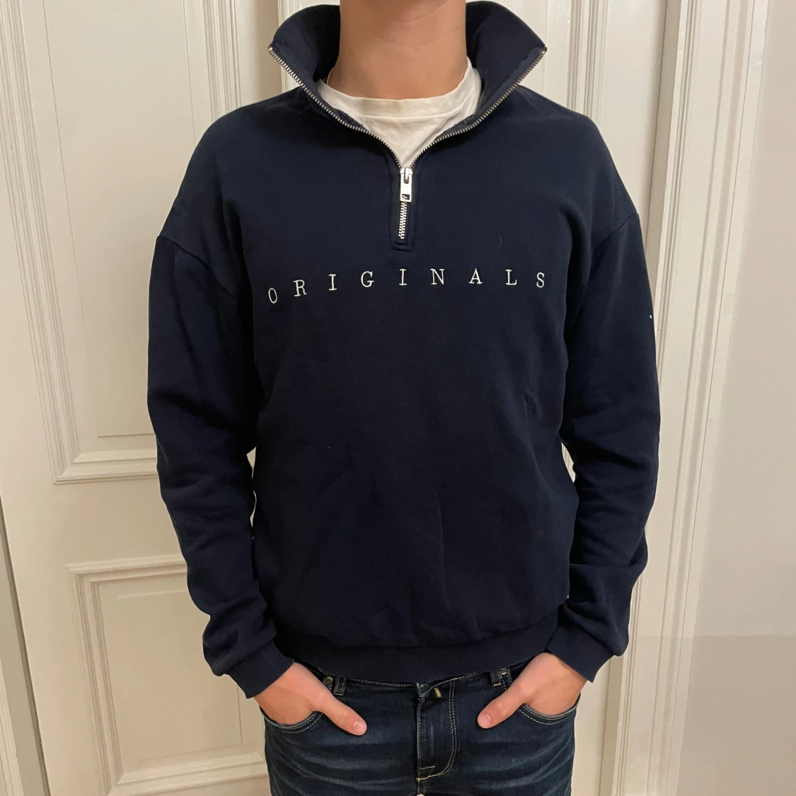 Marinblå half zip tröja Origianls