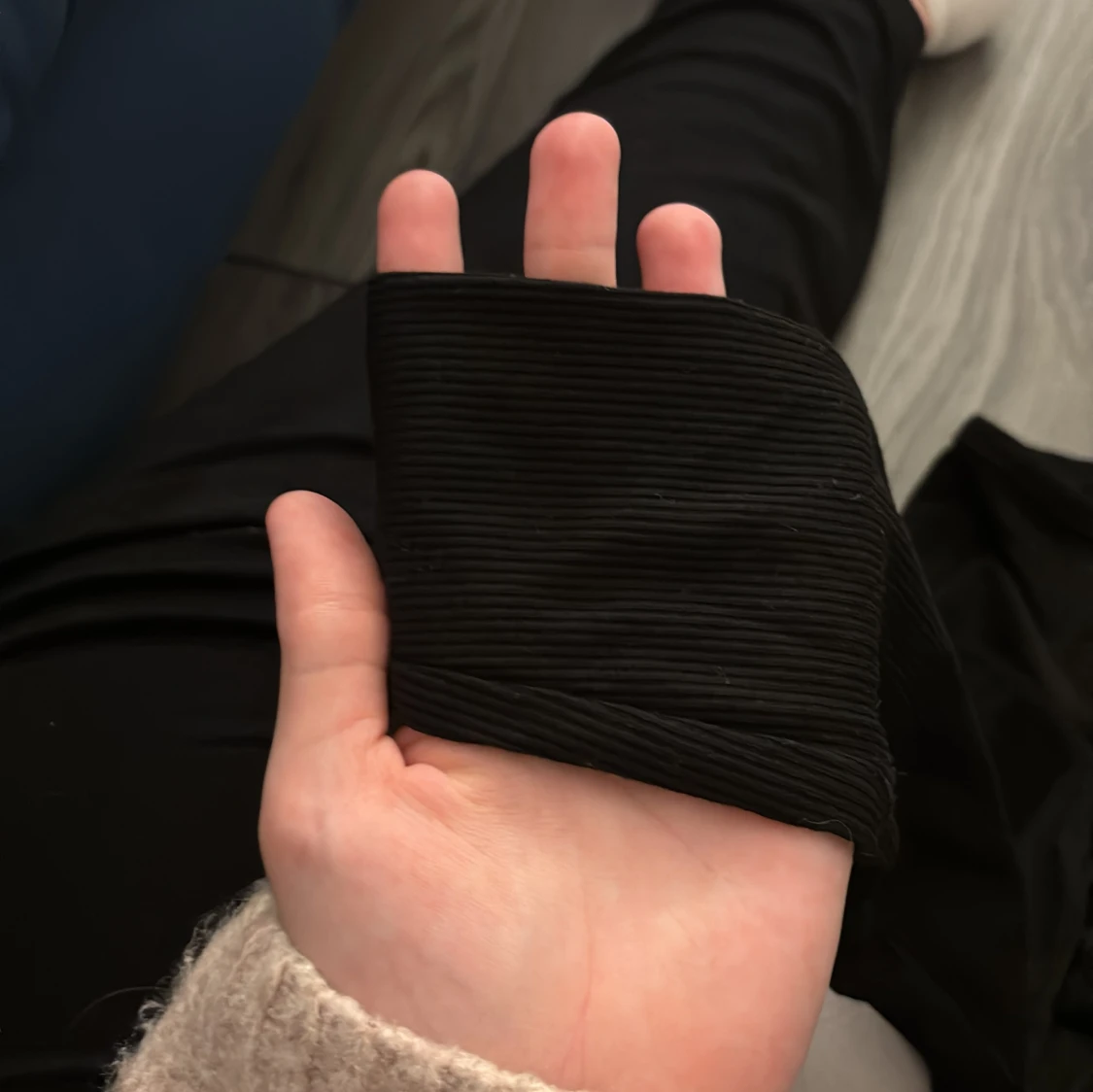 Svart ribbad långärmad topp 157 - 3