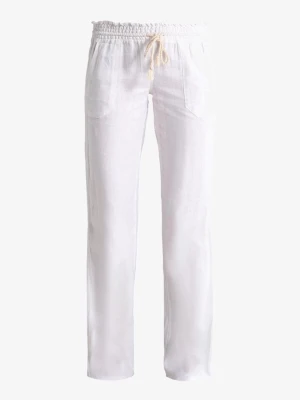 Vita linnebyxor med snörning - Säljer ett par vita linnebyxor med avslappnad passform och snörning i midjan.