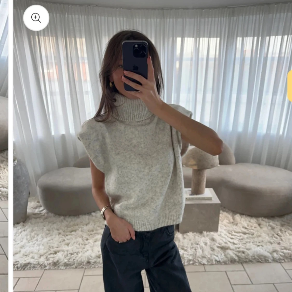 Grå stickad polotröja