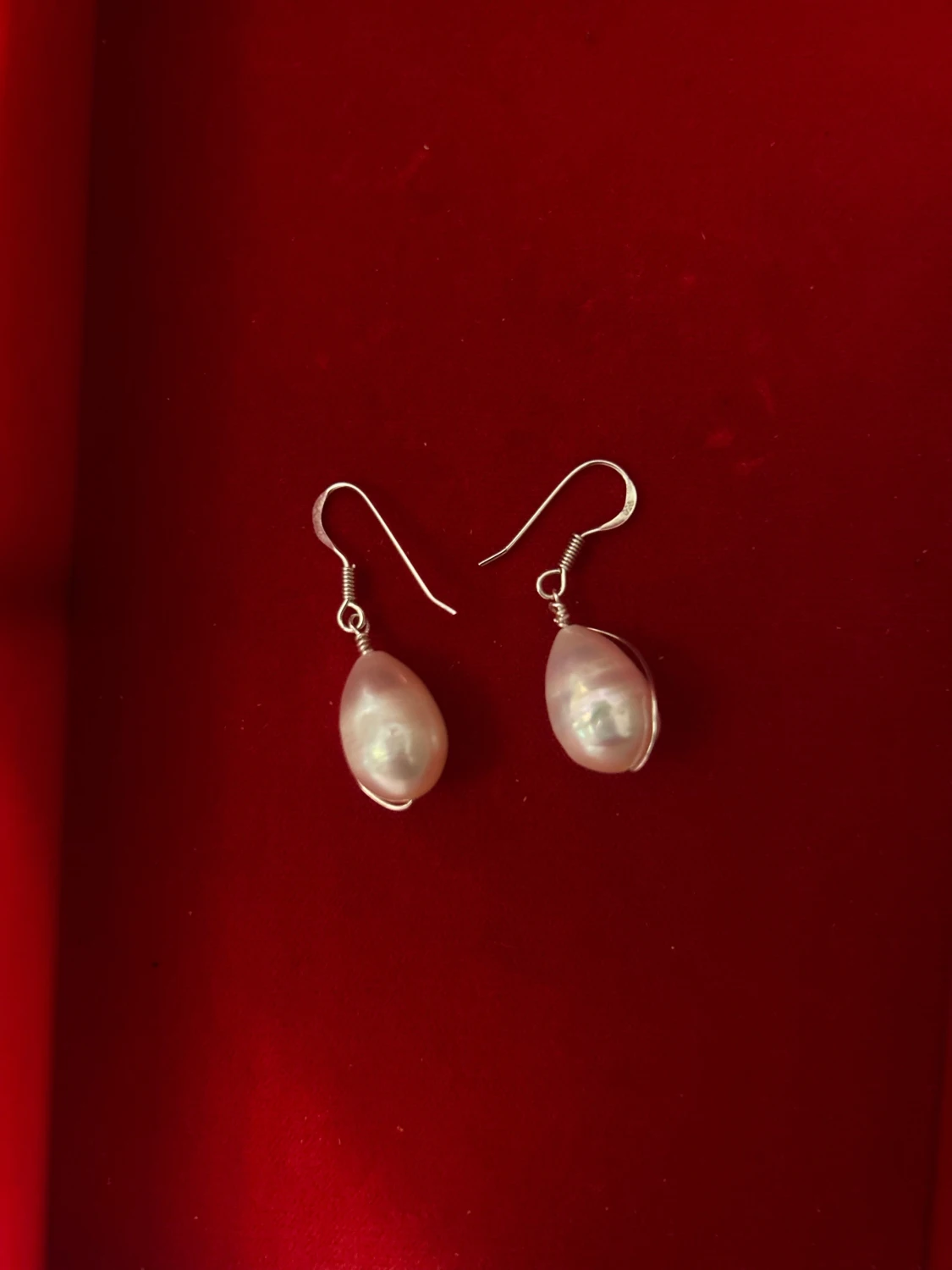 Äkta Silvriga örhängen med vita pärlor - 2