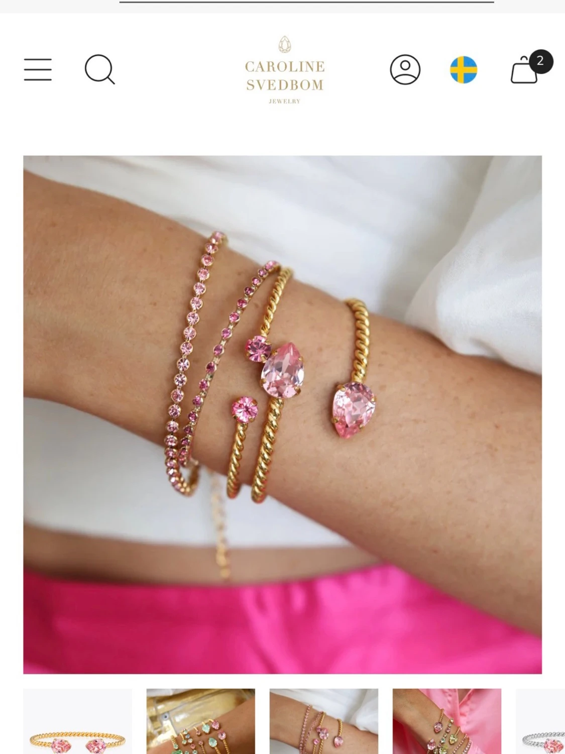 Caroline Svedbom armband med rosa kristaller - 1