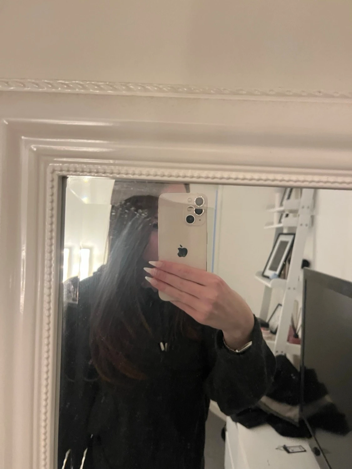 Mörkgrå stickad hoodie - 1