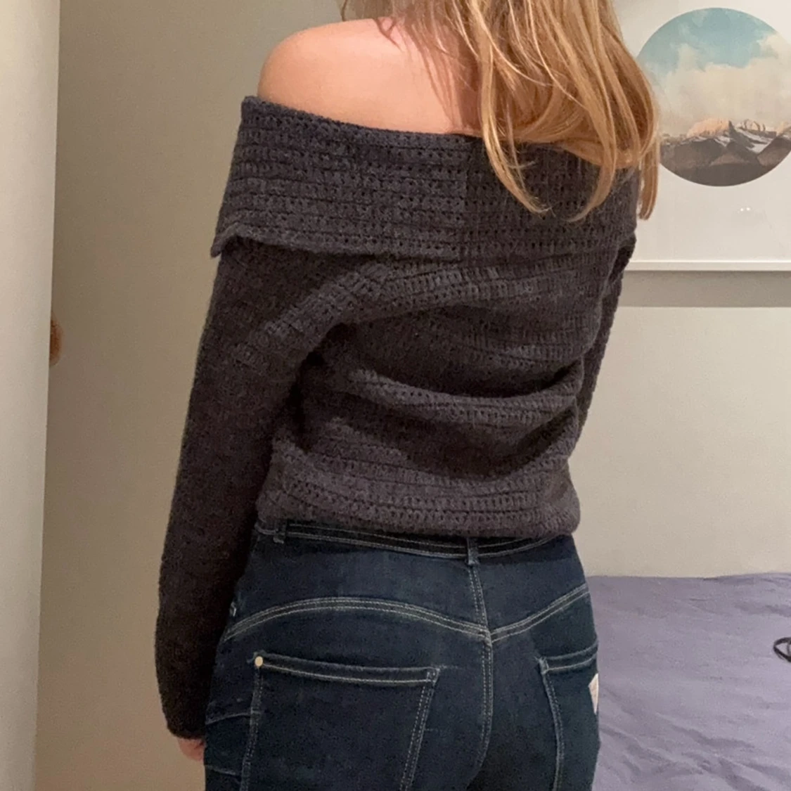 Mörkgrå stickad kofta  - 2