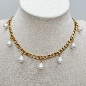 Handgjort halsband  - Material-rostfritt stål,  kjedja-5mm, längd-40cm