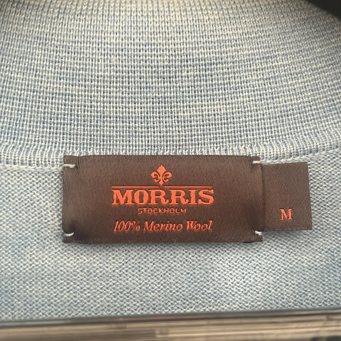 Ljusblå merinoull pikétröja Morris - 2