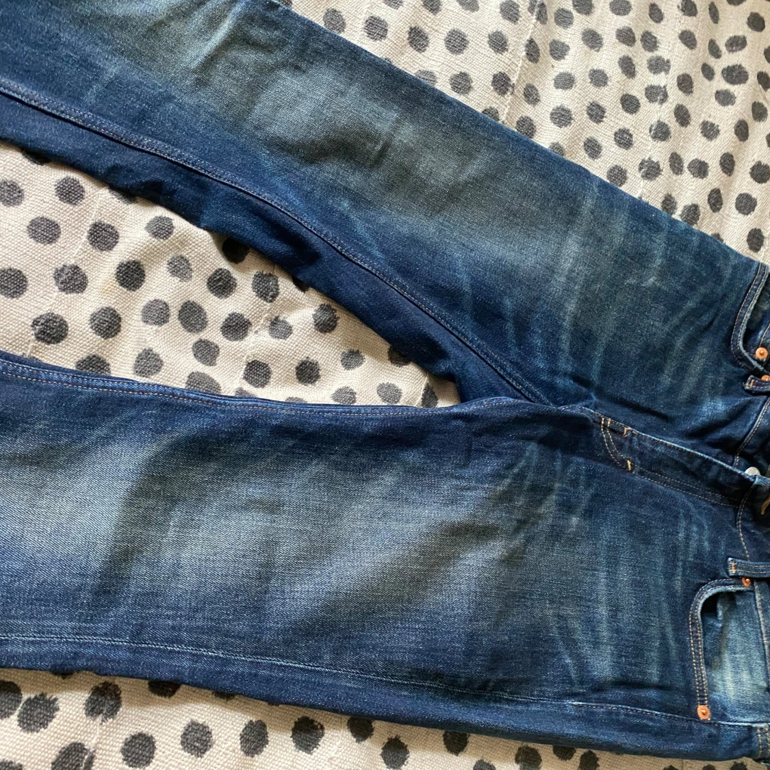 Weekday Flame Low Flared Jeans blå tvättade - 1