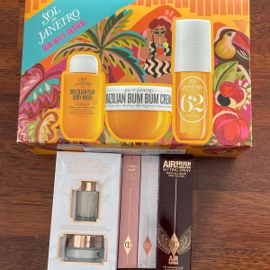Charlotte Tilbury och Sol de Janeiro sminkset - Säljer ett lyxigt sminkset med Charlotte Tilbury Airbrush Setting Spray, Iconic Magic Mini Skin Set och Pillow Talk läpprodukter. Medföljer även Sol de Janeiro Rio Body Retreat med Bum Bum Cream, Body Wash och mist. Perfekt för dig som älskar glow och fräsch känsla. Kan sälja vissa grejer separat allt e nytt och oöppnat 