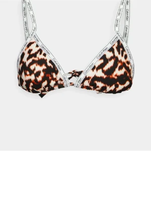 Leopardmönstrad bikiniöverdel Calvin Klein - Säljer en snygg bikiniöverdel från Calvin Klein med leopardmönster i svart, brun och beige. Axelbanden har logotyptryck och överdelen knyts i ryggen för perfekt passform. 