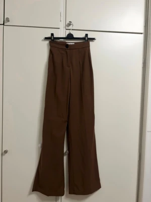 Brun kostymbyxa  - Brun kostymbyxa med långa ben och ficka där bak