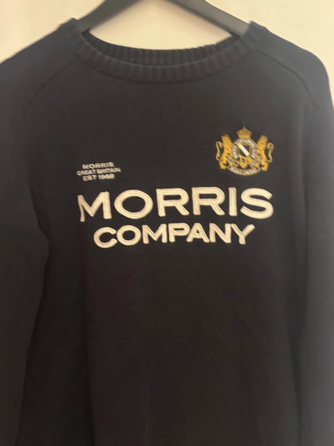 Mörkblå stickad tröja Morris Company - 4