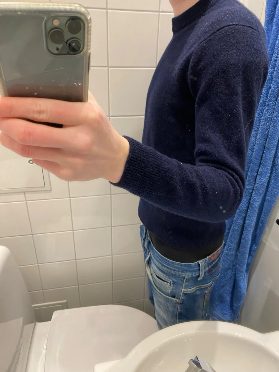 Mörkblå merinoull tröja - 1