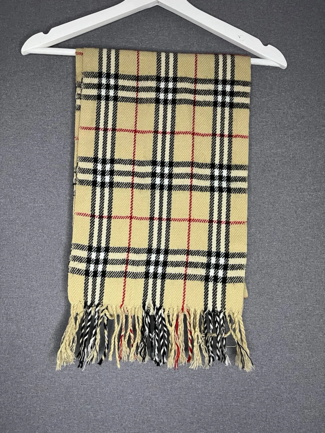 Beige rutig halsduk med fransar burberry - 1