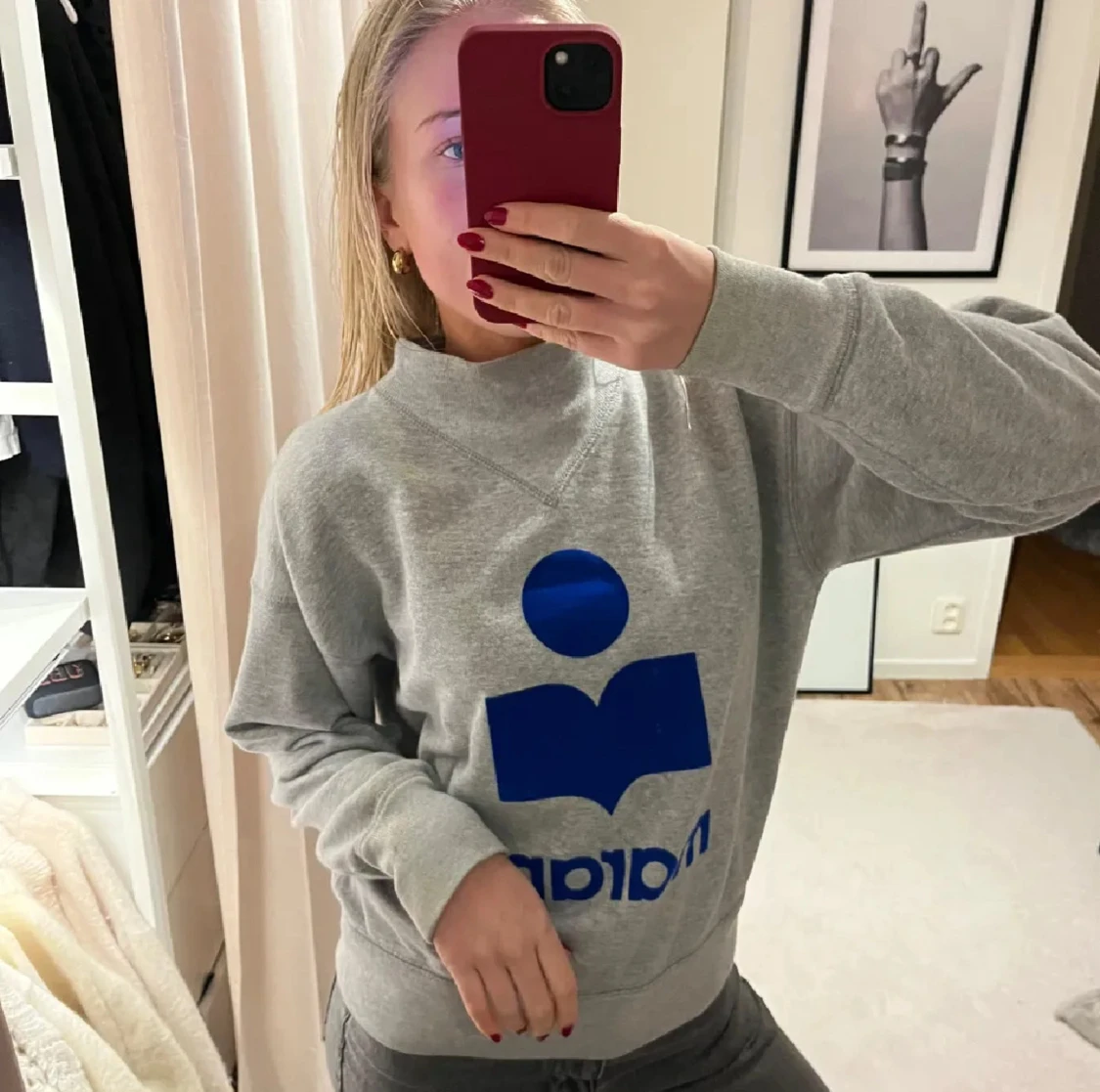 Grå sweatshirt från Marant med blå logga - 1