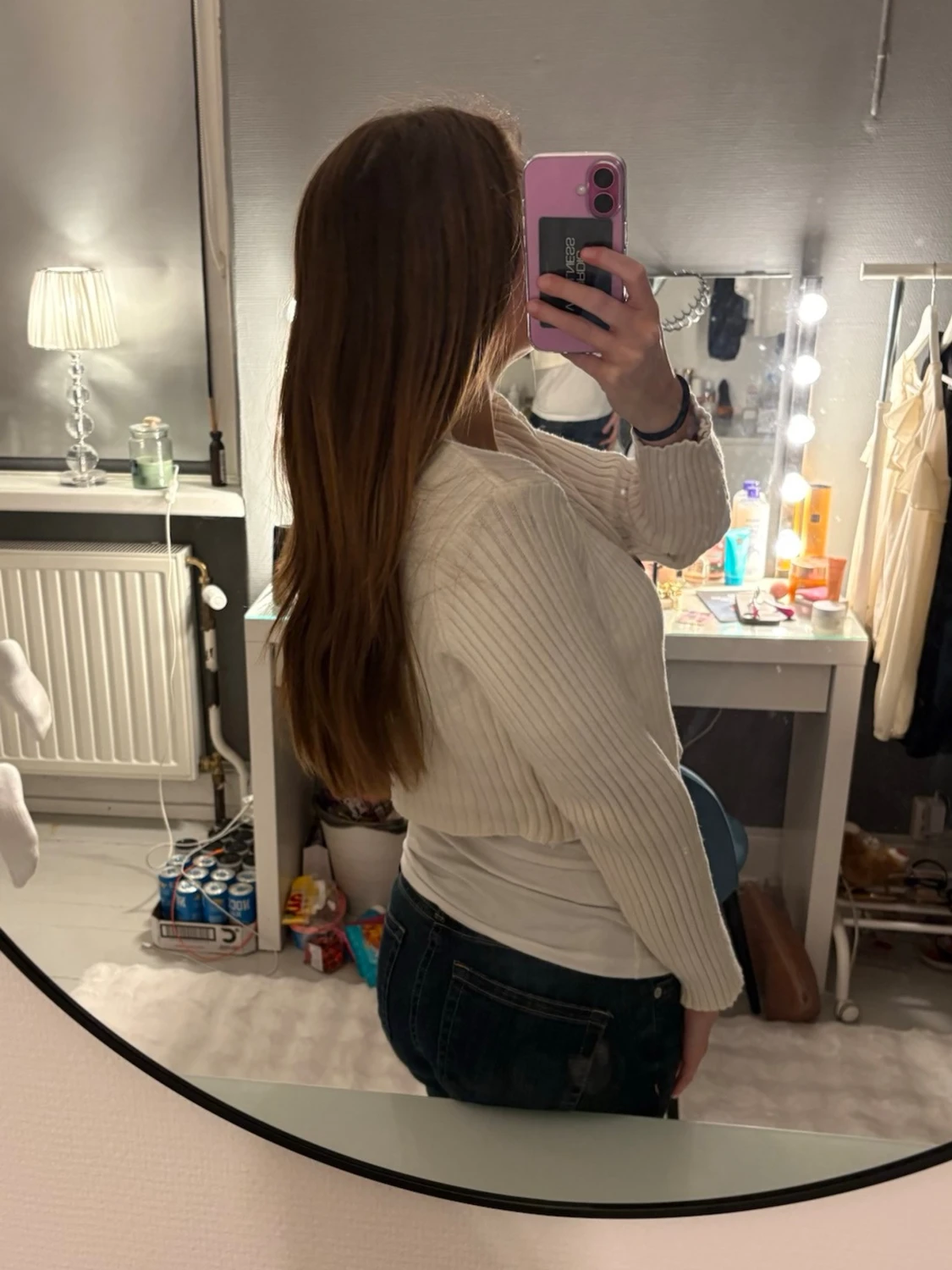 Vit ribbad kofta med knappar - 2