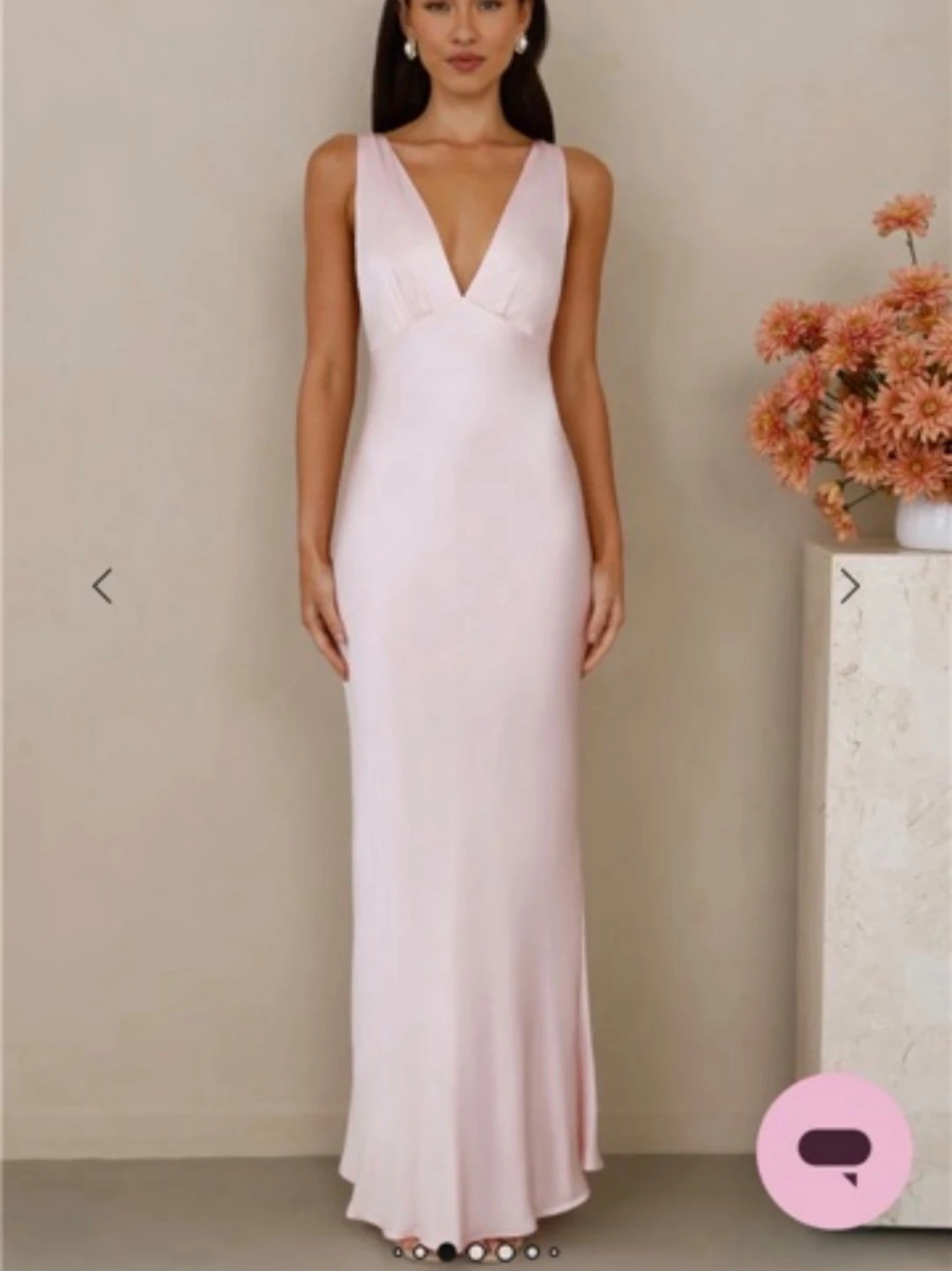 Ljusrosa långklänning i satin